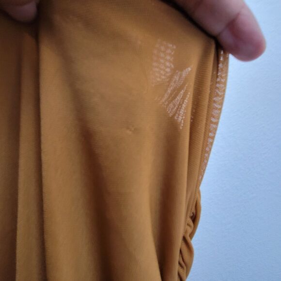 Forever 21 Brownish Gold Cinched Ruching Dress With Pulls Size Medium - Picture 7 of 7